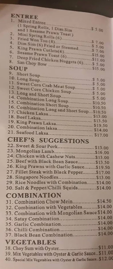 Menu, Lucky Twins Austral
