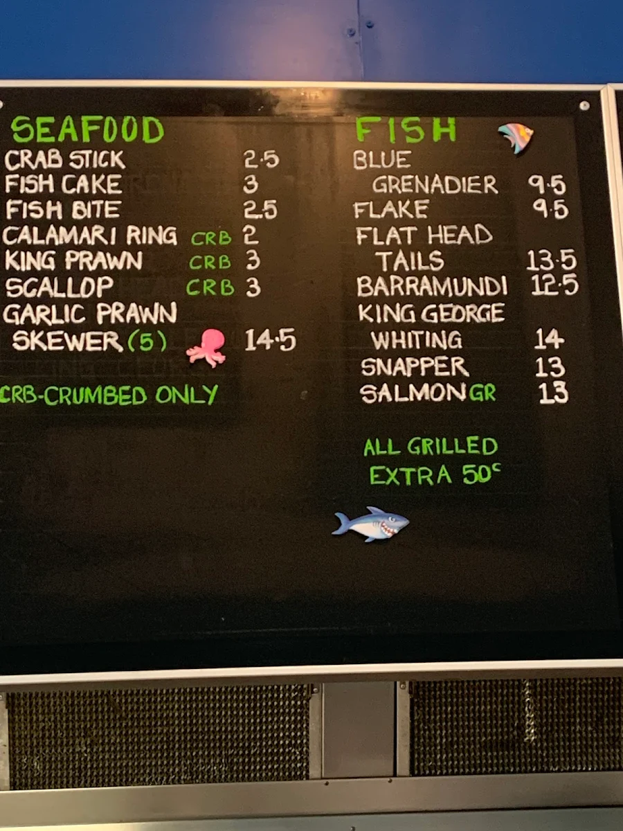 Menu, King George's Seafood & Oysters PTY LTD
