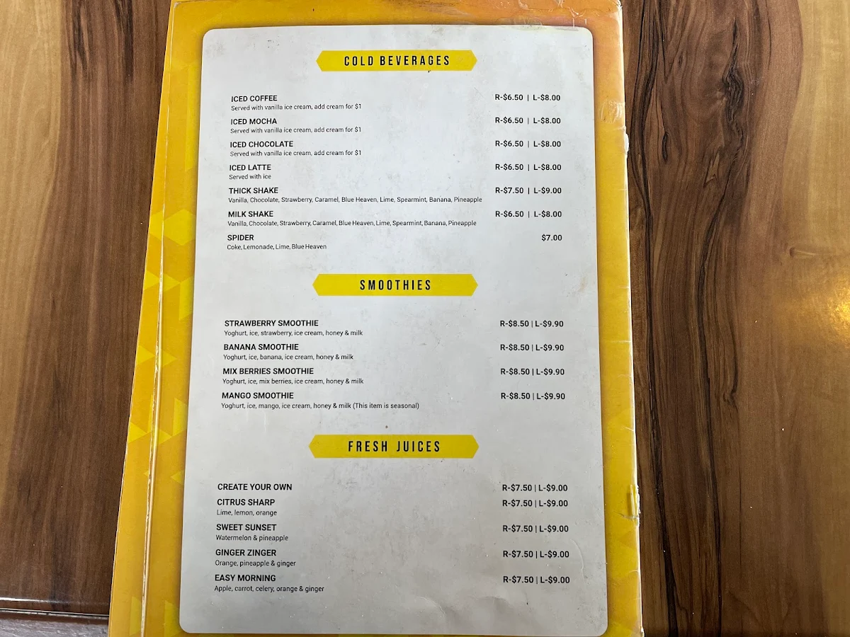 Menu, Ducky In The Field Cafe