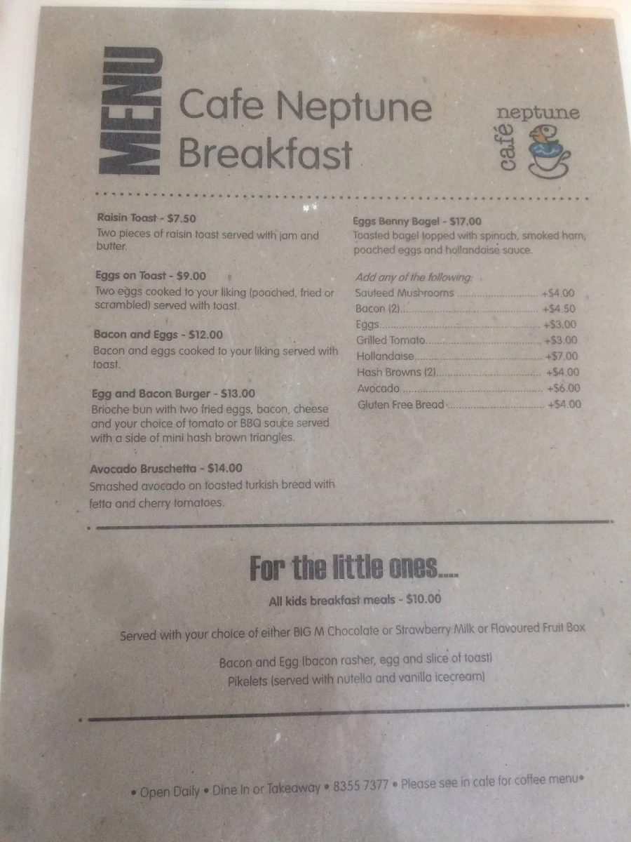 Menu, West Beach Social