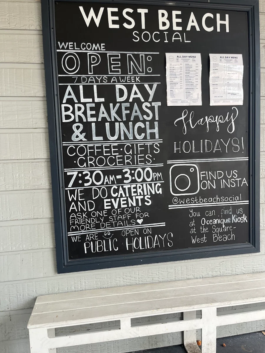 Menu, West Beach Social