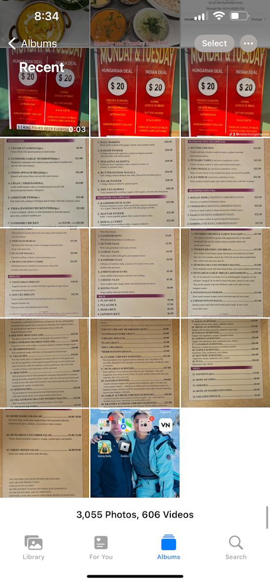 Menu, Diamond Indian & Hungarian Cuisine