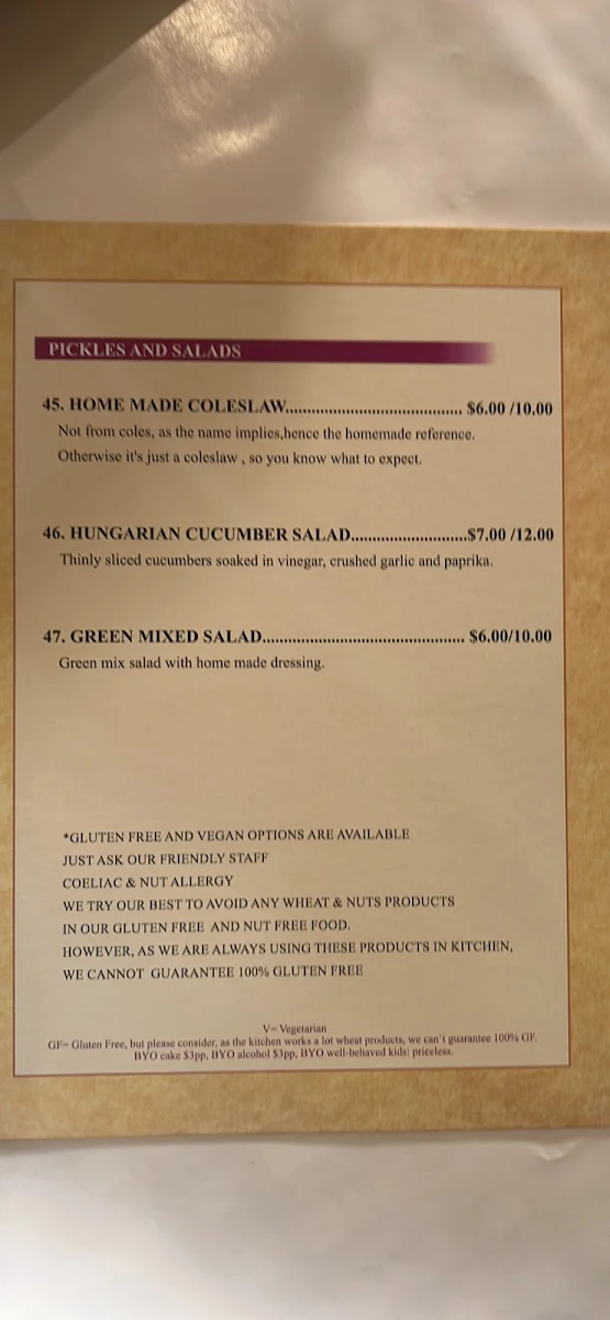 Menu, Diamond Indian & Hungarian Cuisine