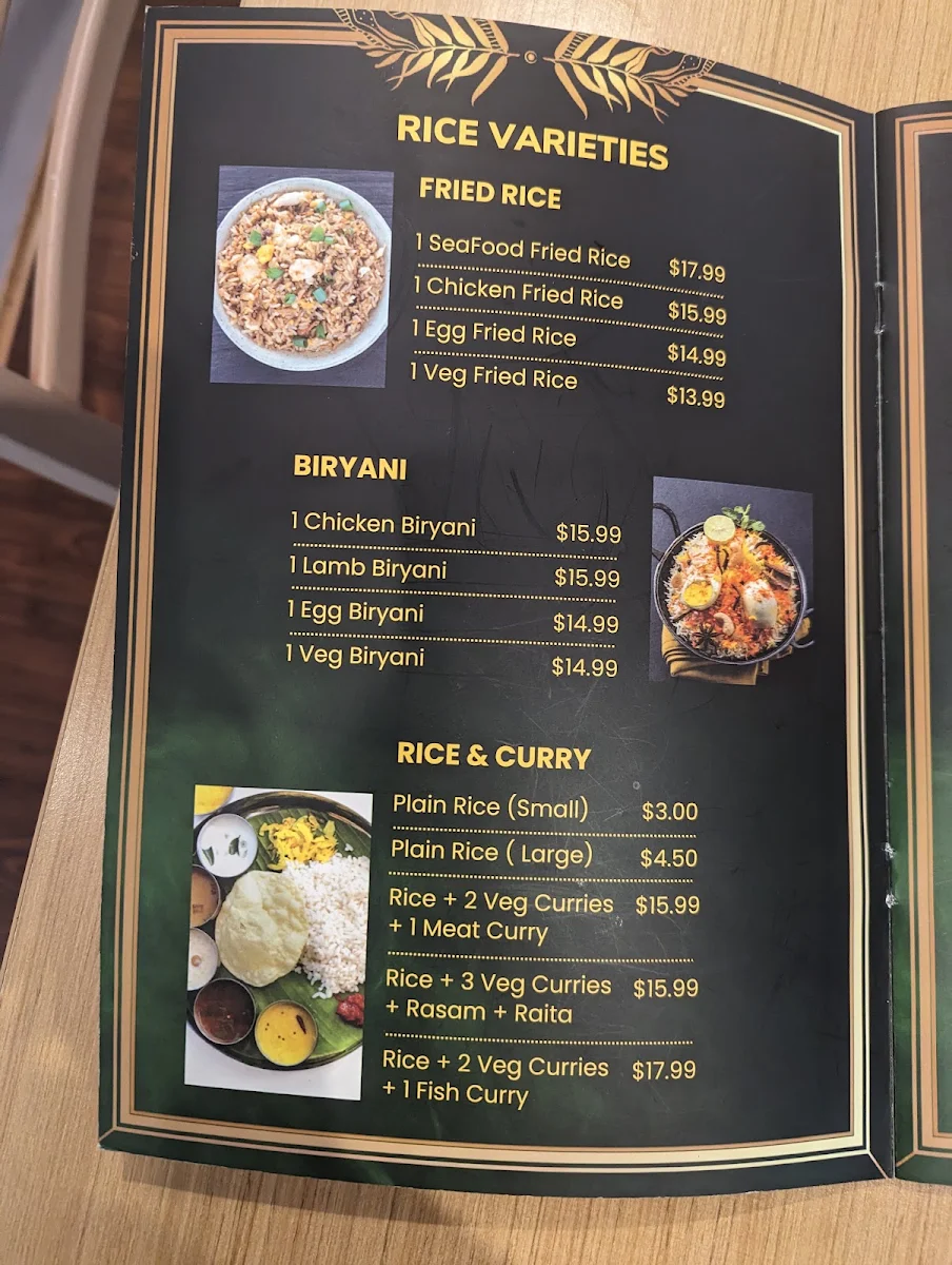 Menu, Palms Restaurant