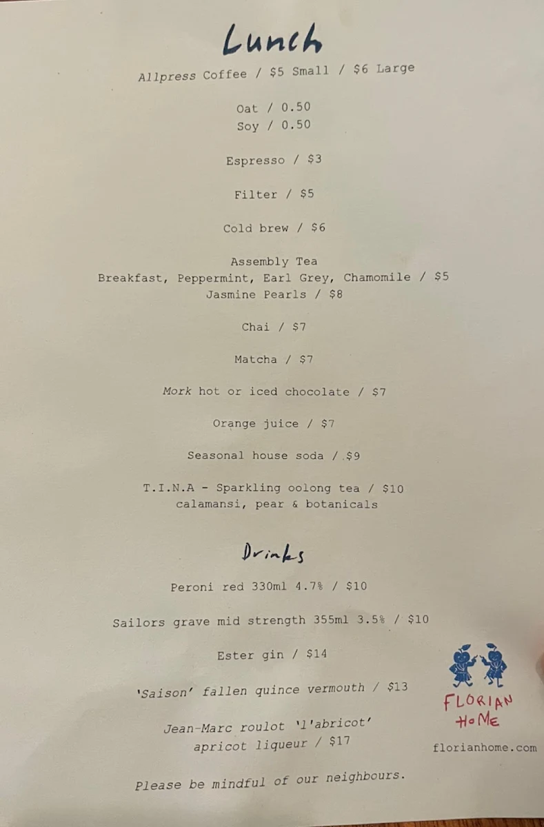 Menu, Florian