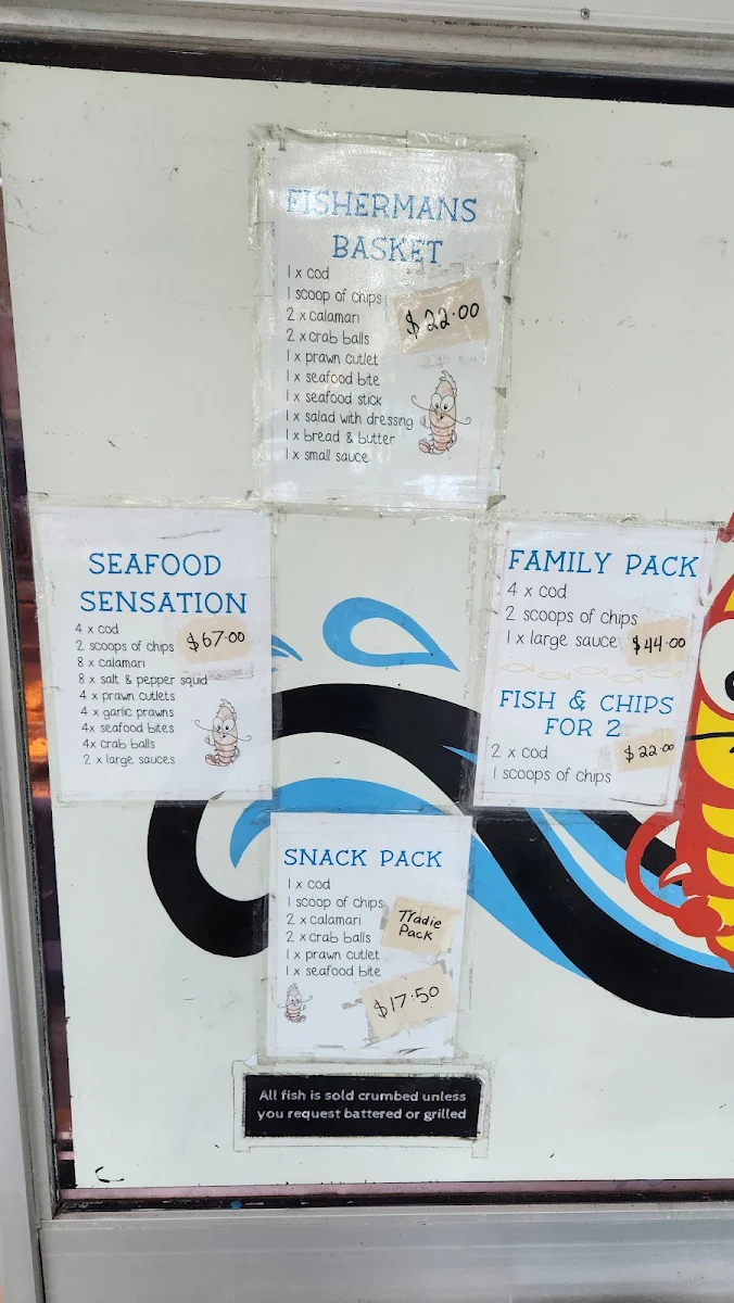 Menu, Golden Prawn Seafood and Takeaway