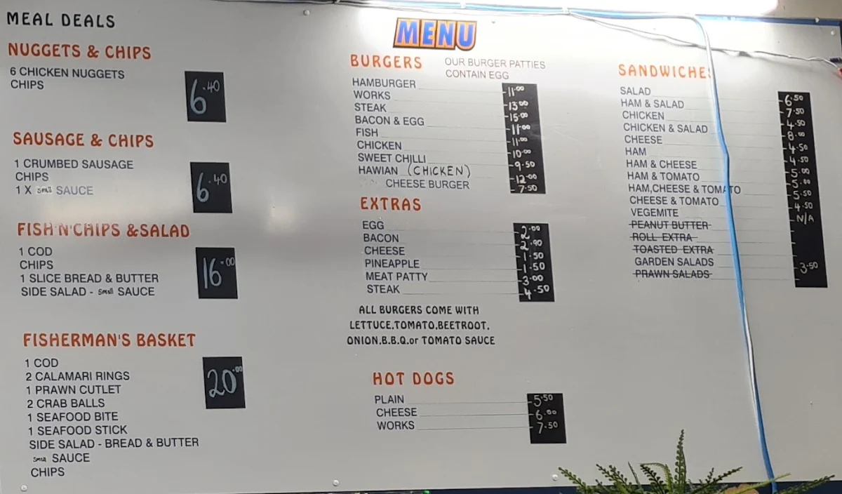 Menu, Golden Prawn Seafood and Takeaway