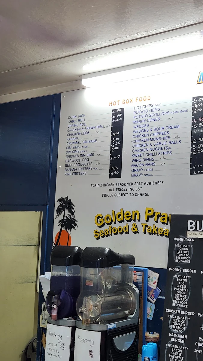 Menu, Golden Prawn Seafood and Takeaway
