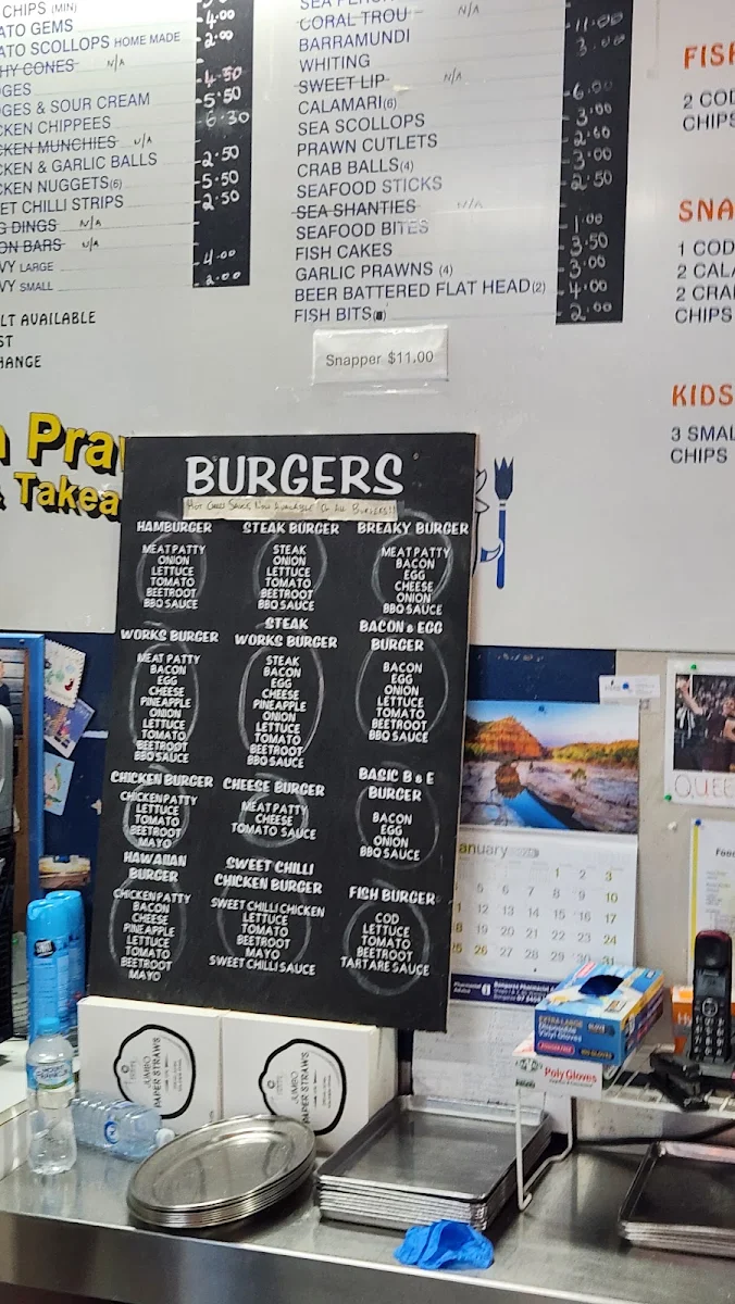 Menu, Golden Prawn Seafood and Takeaway
