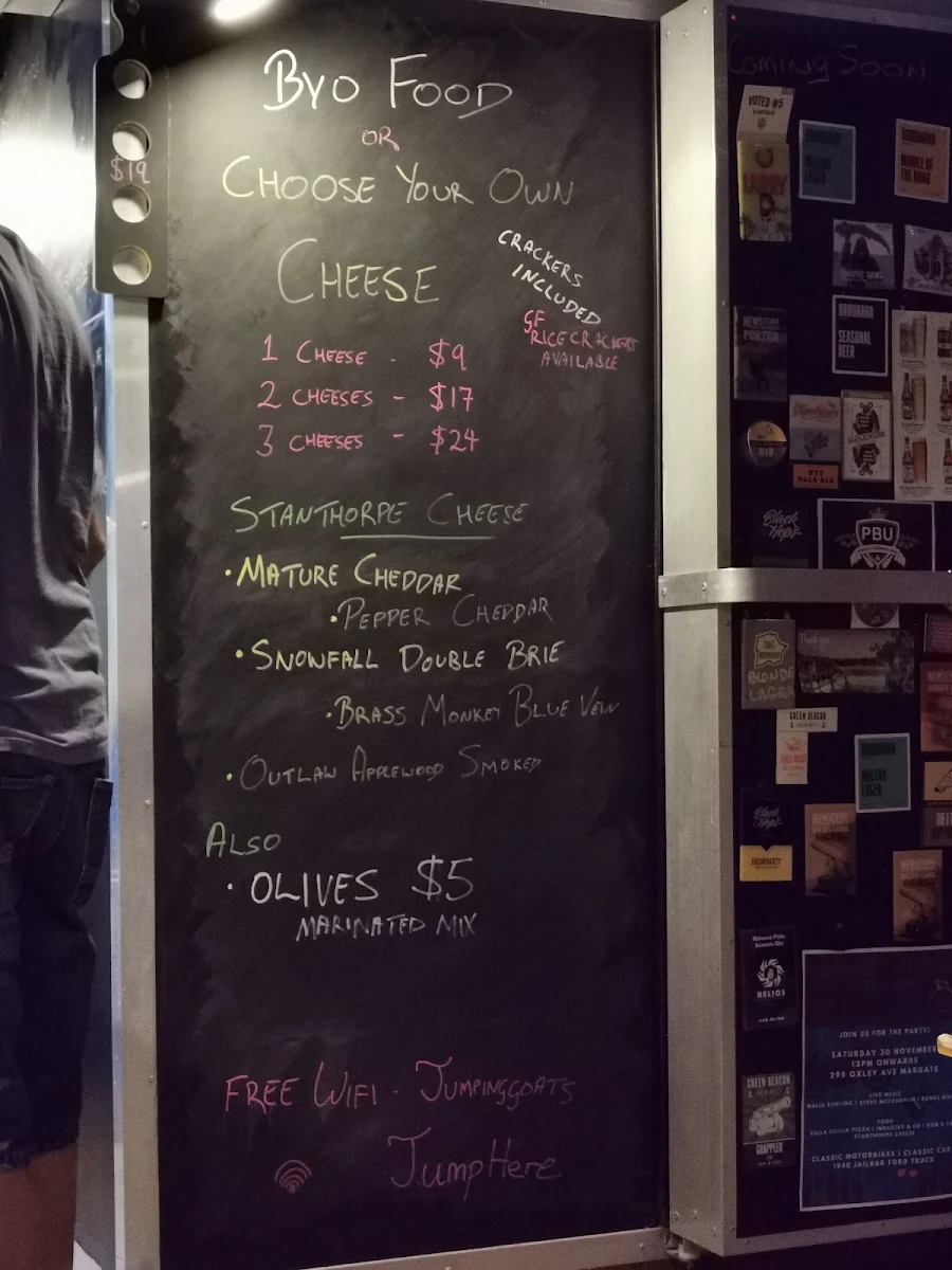 Menu, Jumping Goats Bar