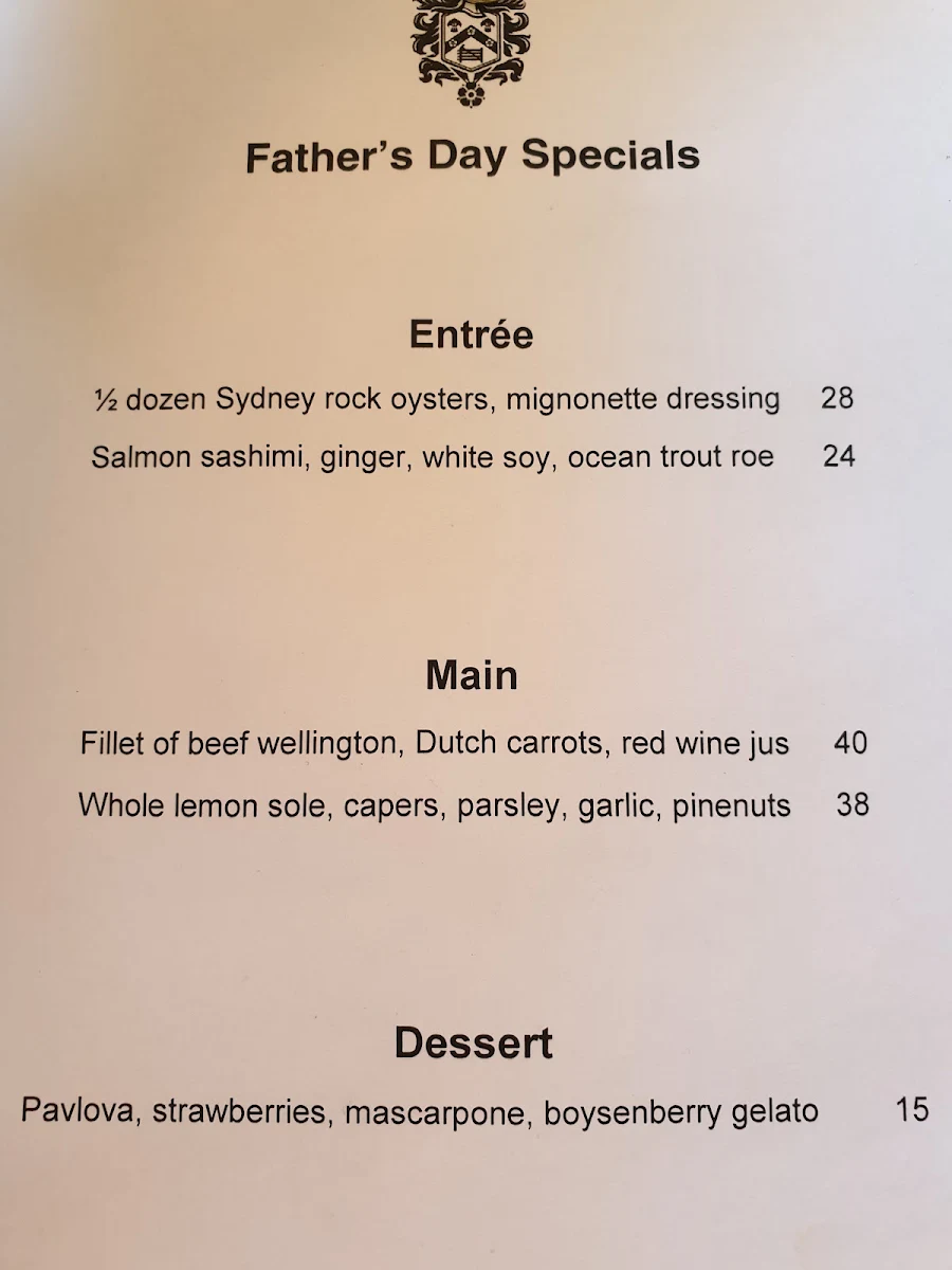 Menu, Greengate Terrace