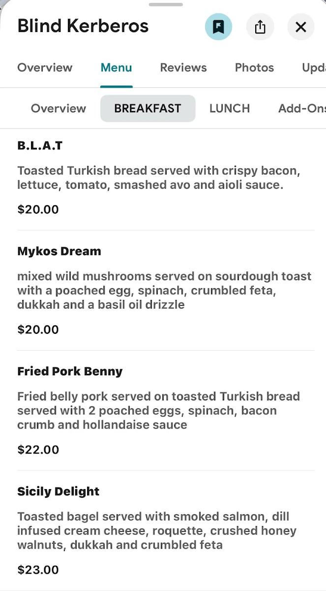 Menu, Blind Kerberos