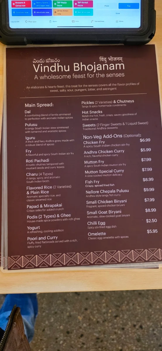 Menu, Chilli India
