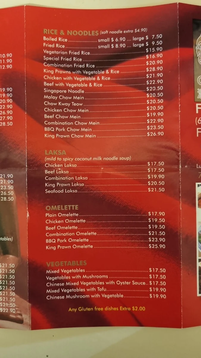 Menu, Cooma China Town Chinese Restaurant