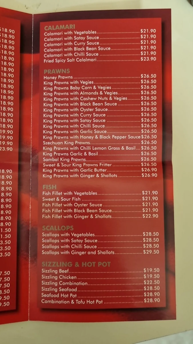 Menu, Cooma China Town Chinese Restaurant
