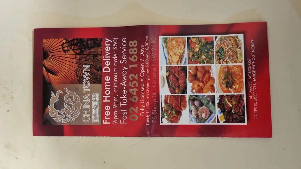 Menu, Cooma China Town Chinese Restaurant