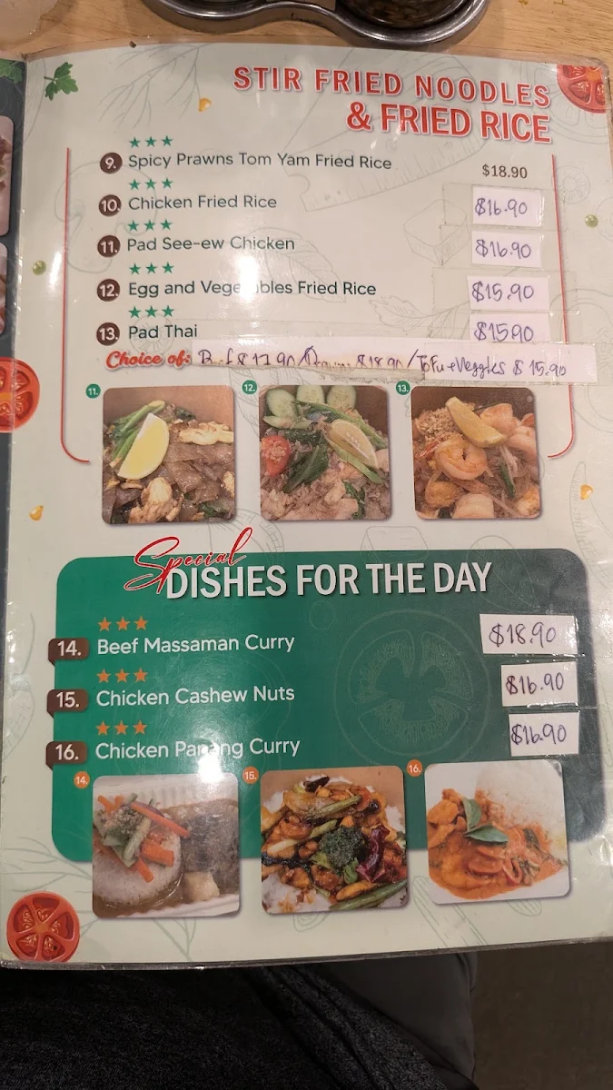Menu, Phenthai