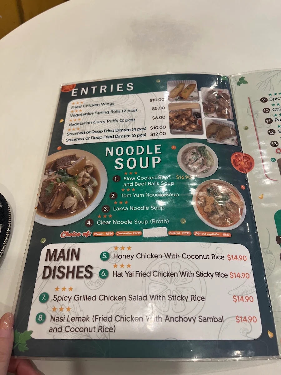 Menu, Phenthai