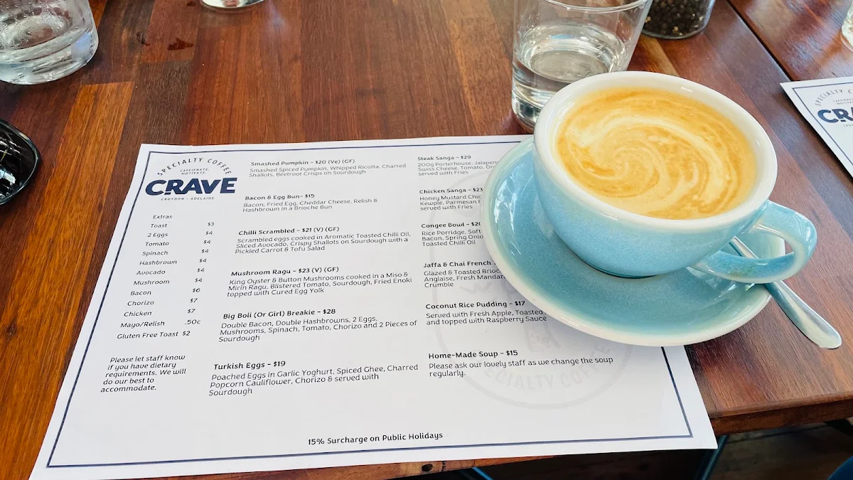 Menu, Crave Specialty Coffee