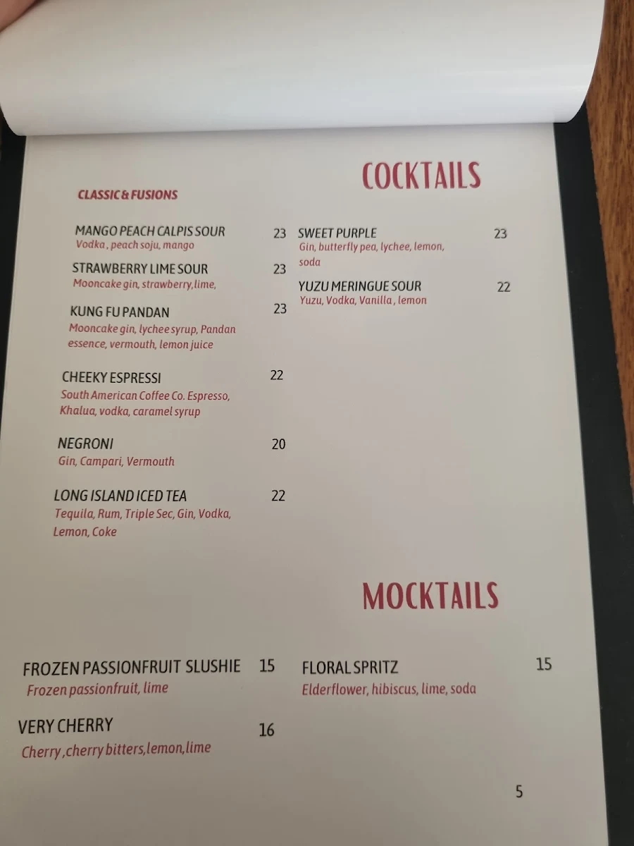 Menu, Bahjong
