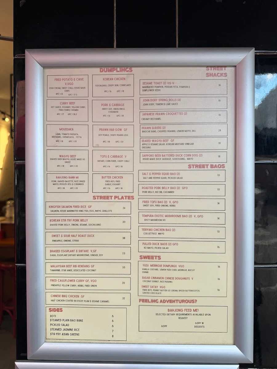 Menu, Bahjong