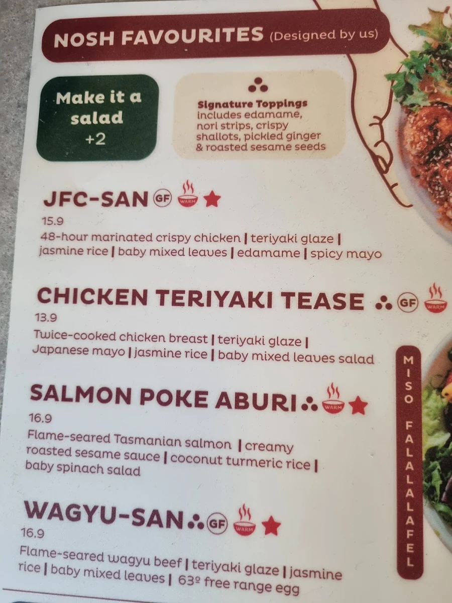 Menu, Nosh Galleria, Melbourne