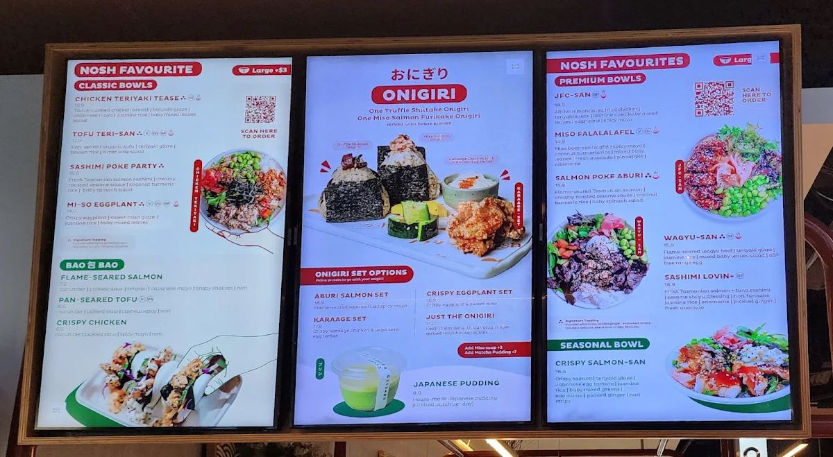 Menu, Nosh Galleria, Melbourne