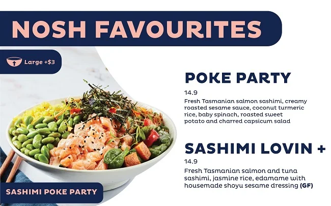 Menu, Nosh Galleria, Melbourne