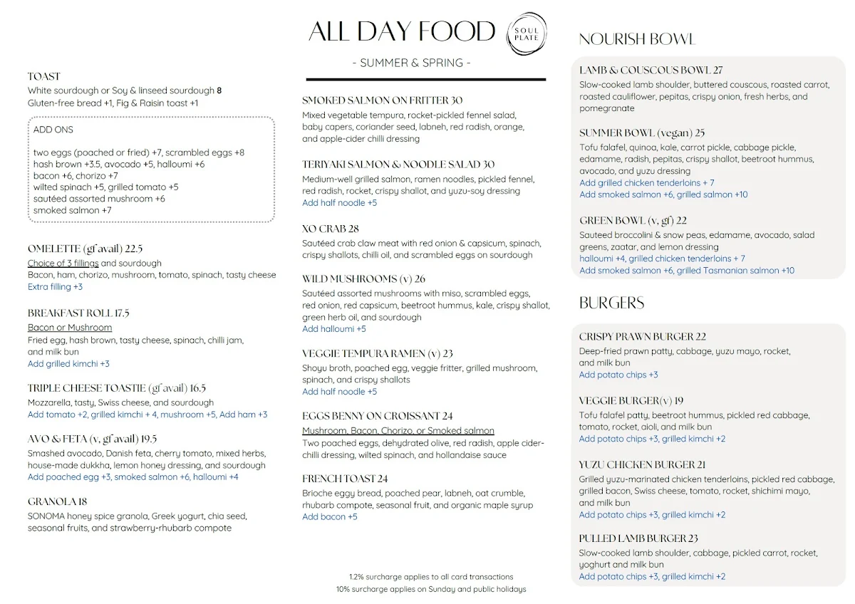 Menu, SOULPLATE