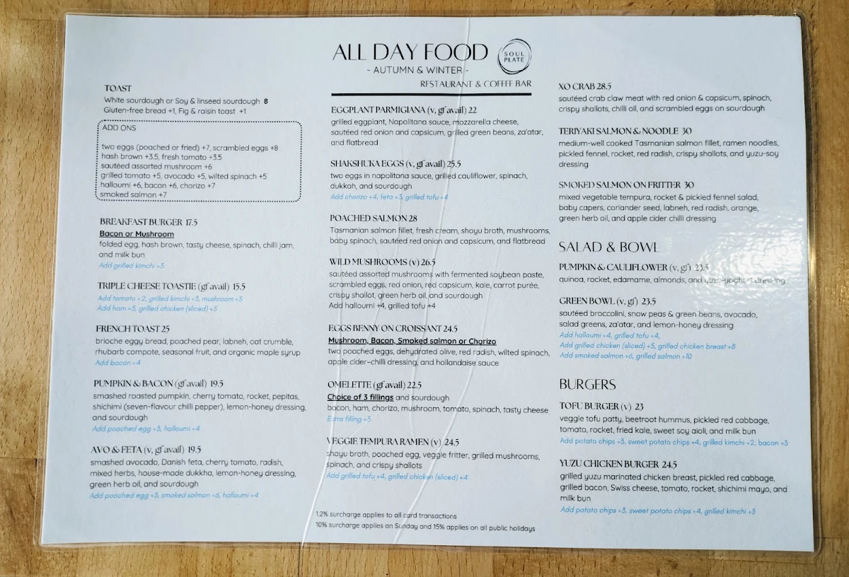 Menu, SOULPLATE