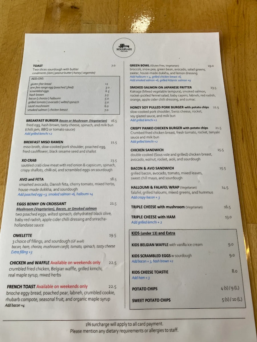 Menu, SOULPLATE