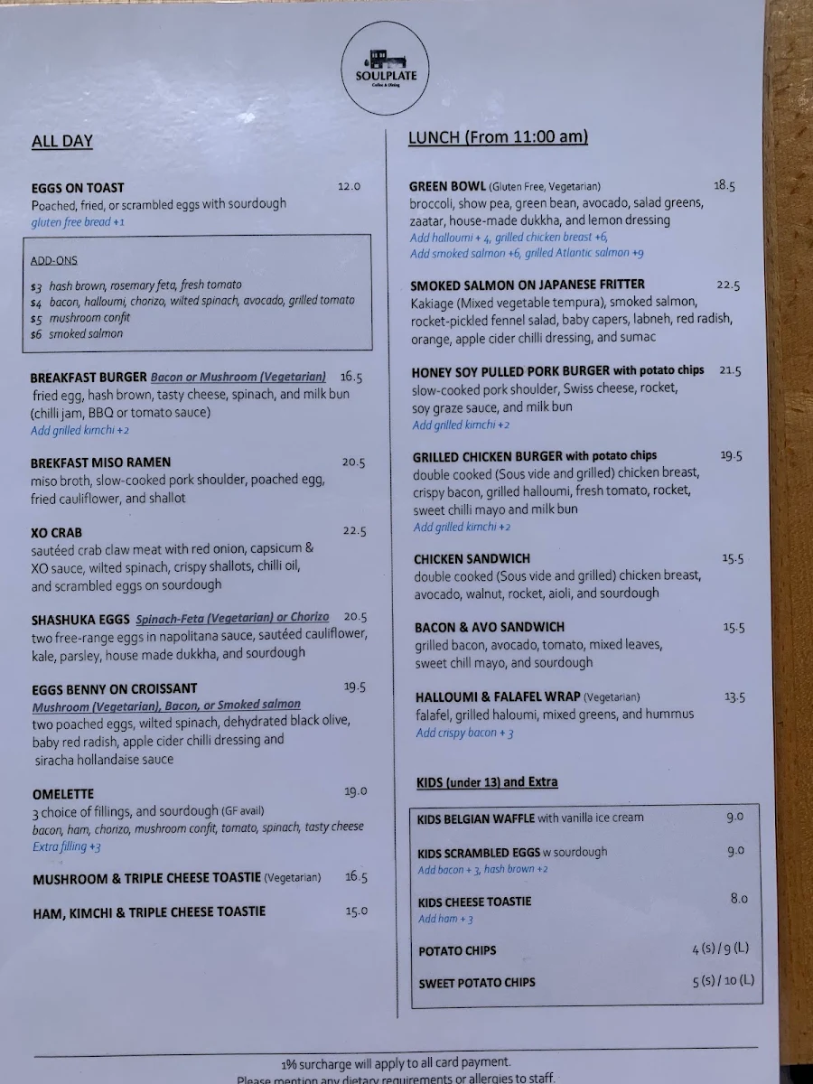 Menu, SOULPLATE