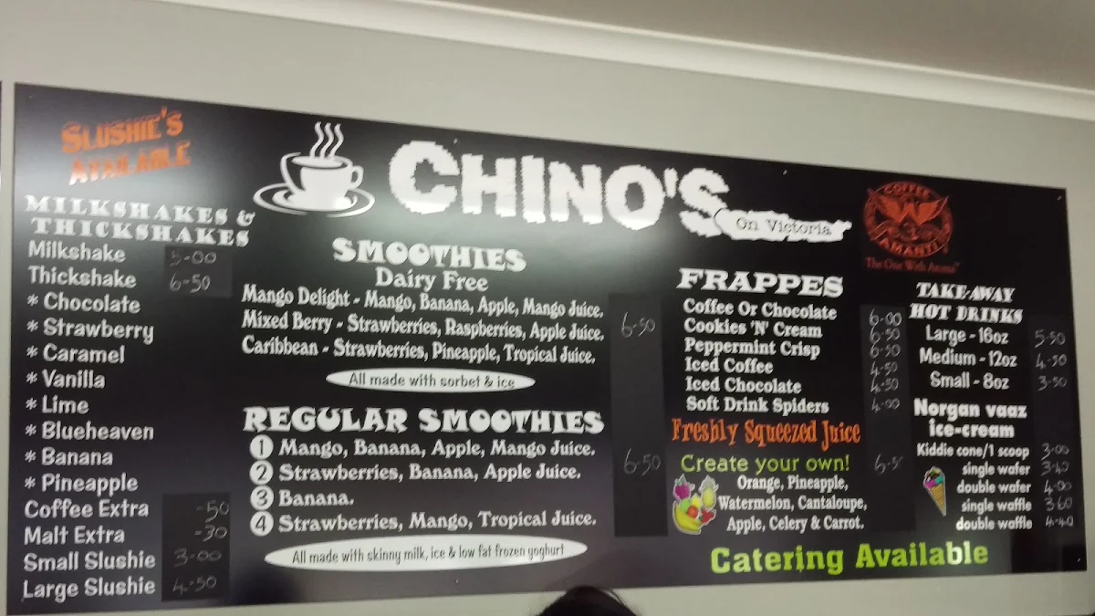 Menu, Chino's On Victoria