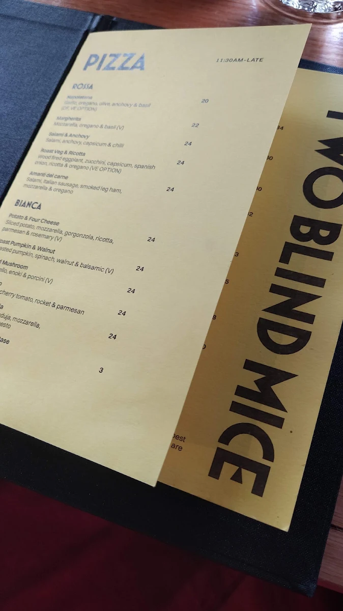 Menu, Two Blind Mice Curtin