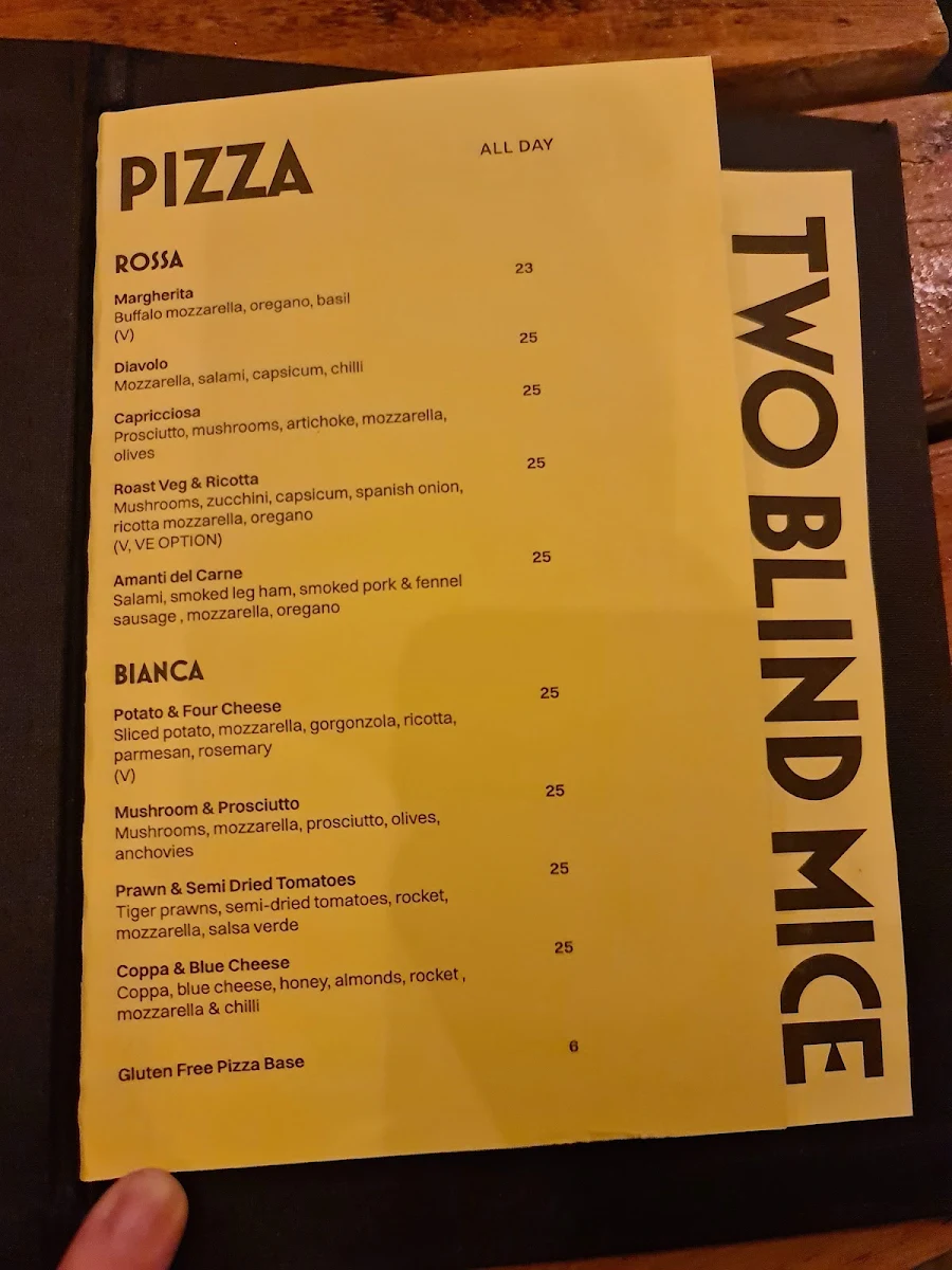 Menu, Two Blind Mice Curtin