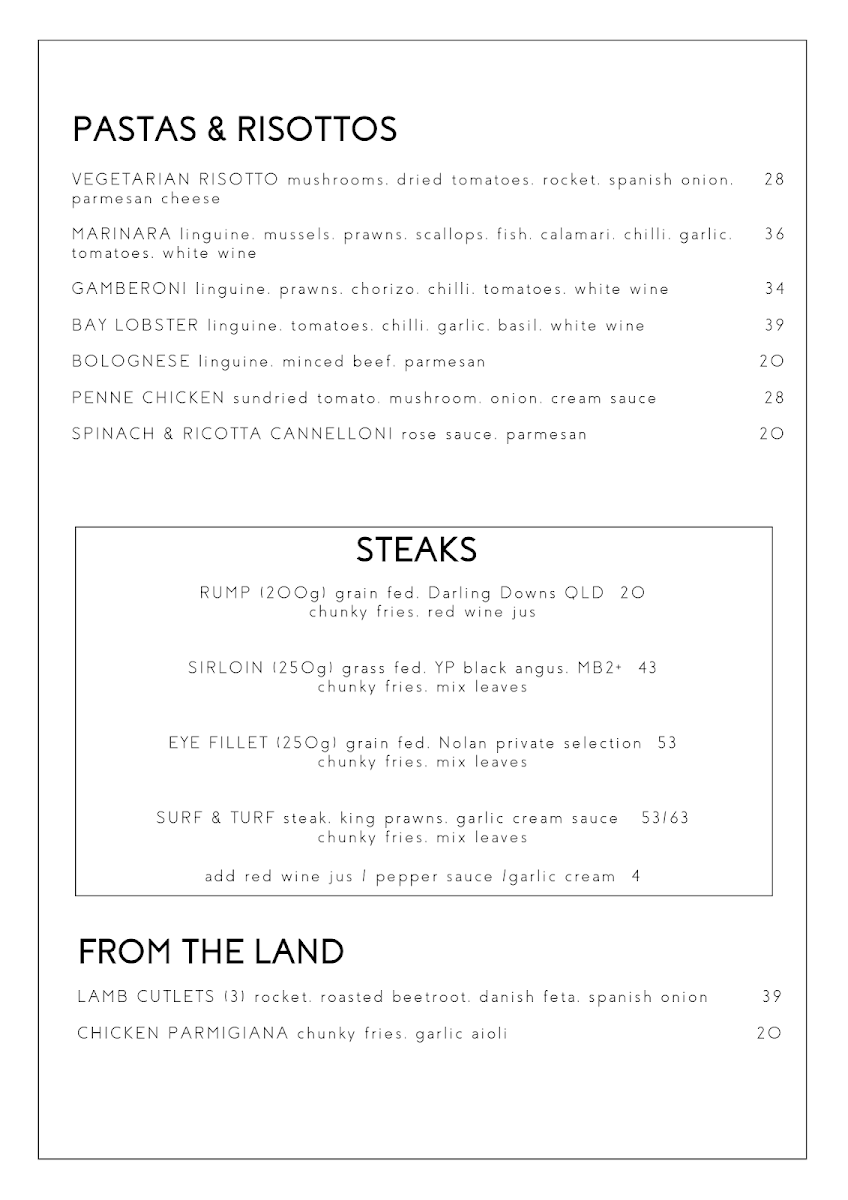 Menu, Sage Restaurant & Bar - Function Venue Gold Coast