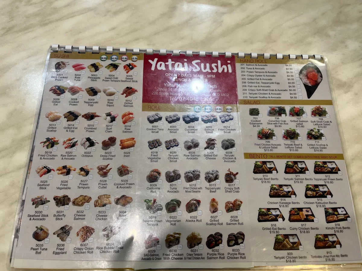 Menu, Yatai Sushi