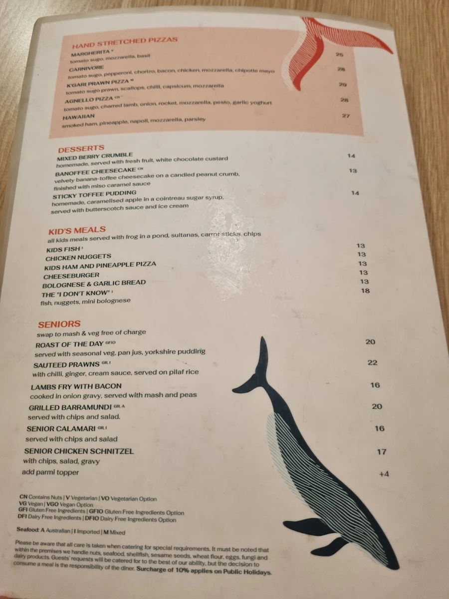 Menu, Kondari Hotel