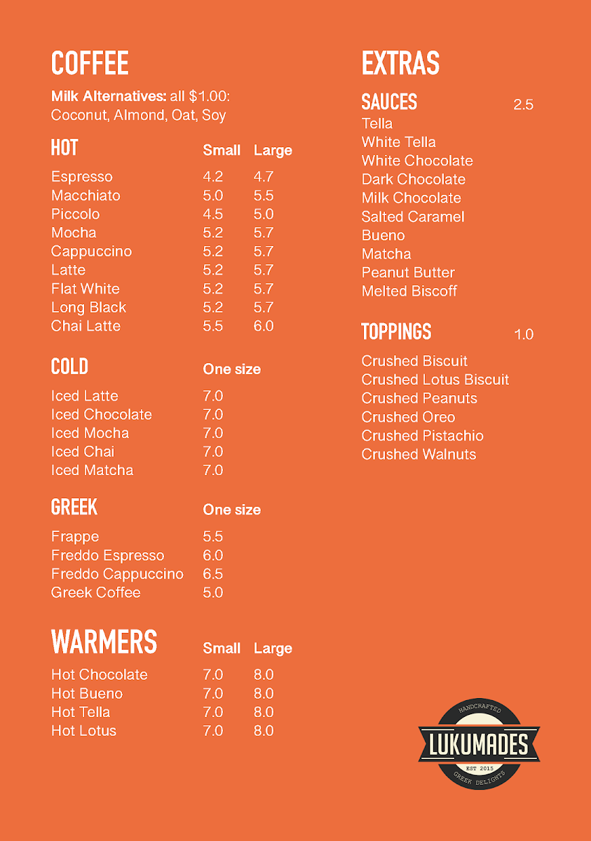 Menu, Lukumades