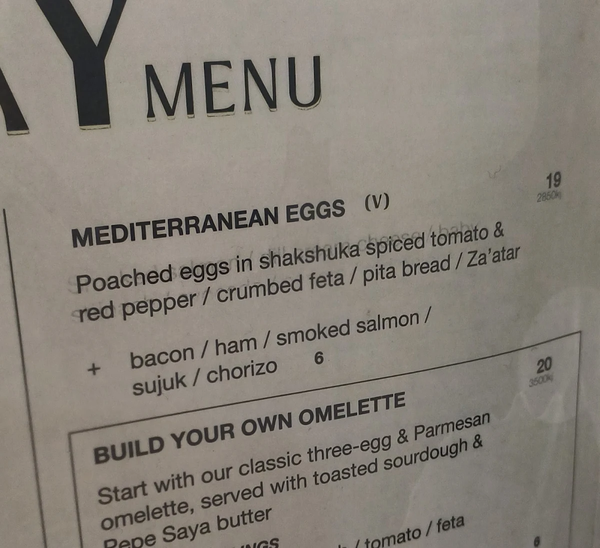 Menu, The Coffee Emporium