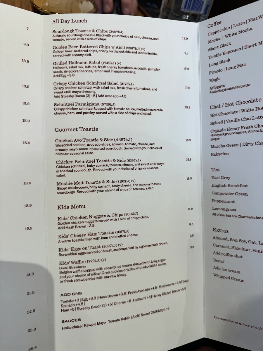 Menu, Bee Keen Cafe Parkmore