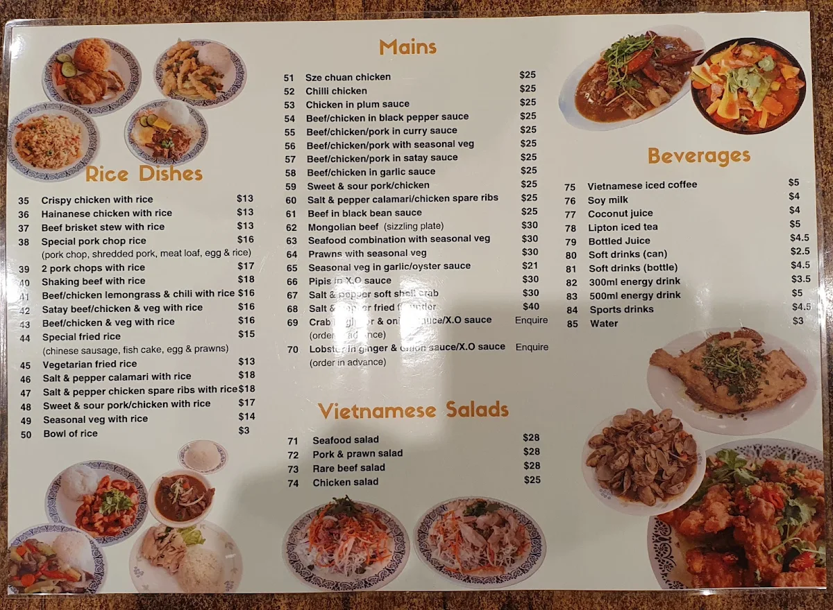 Menu, Mama Dao's Kitchen