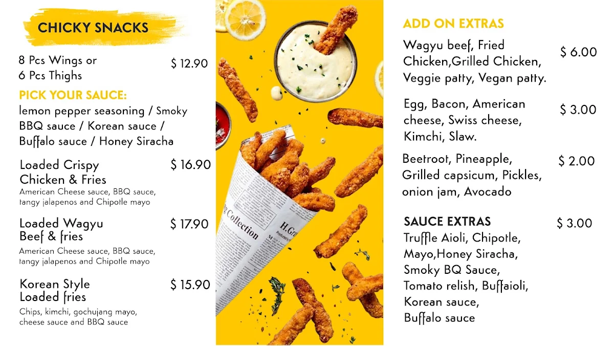 Menu, Chicky Sangas Wendouree