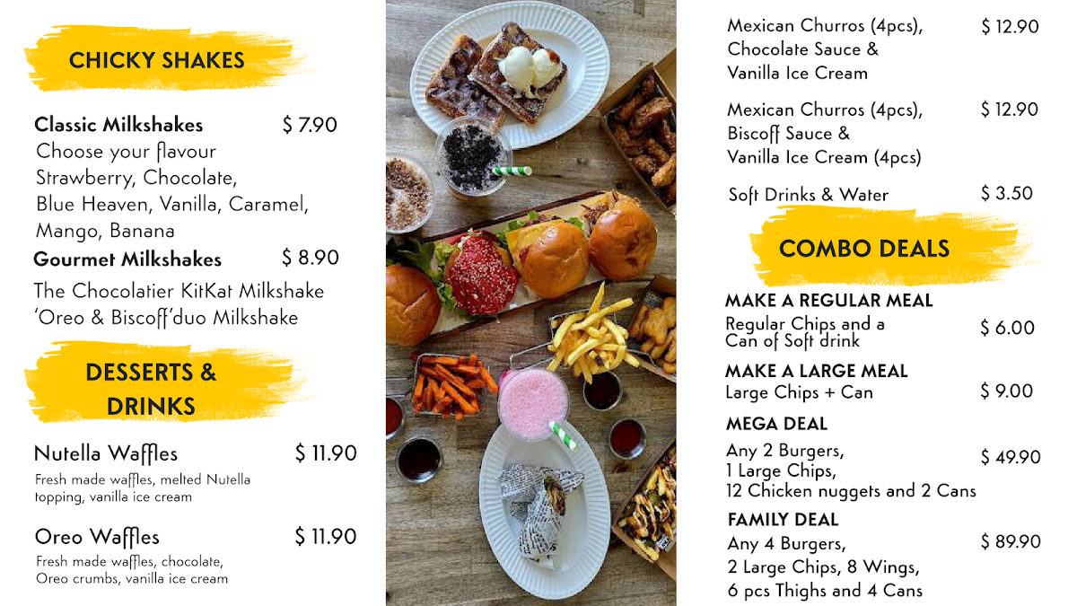 Menu, Chicky Sangas Wendouree