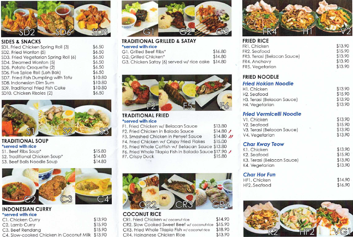 Menu, Pondok Daun Sefton Plaza