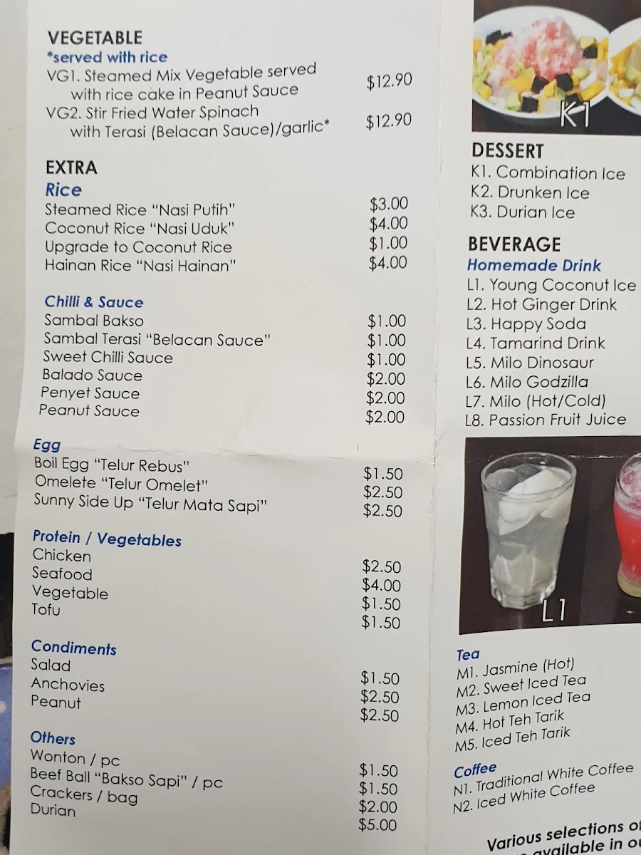Menu, Pondok Daun Sefton Plaza