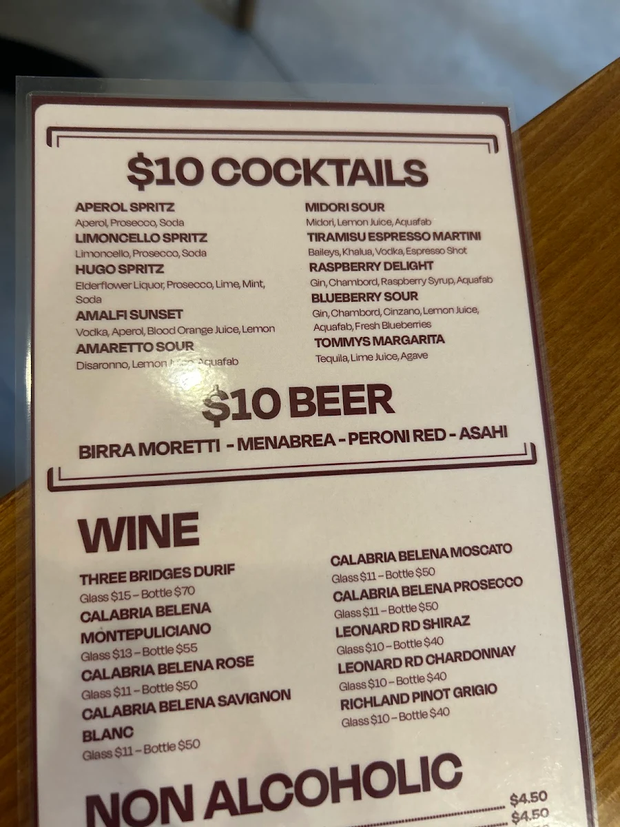 Menu, Whistler Pizza Manly