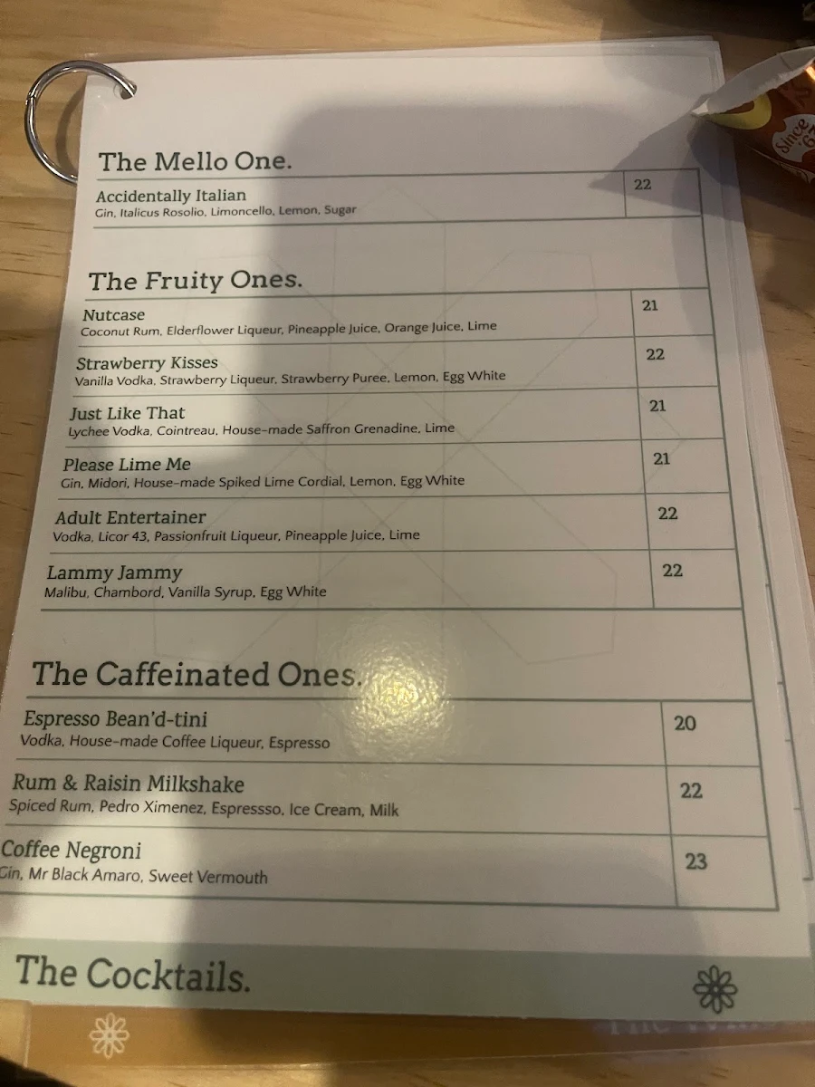 Menu, Nyojo’s Pizza Wine & Whisky San Remo