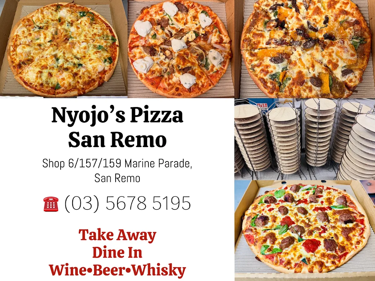 Menu, Nyojo’s Pizza Wine & Whisky San Remo