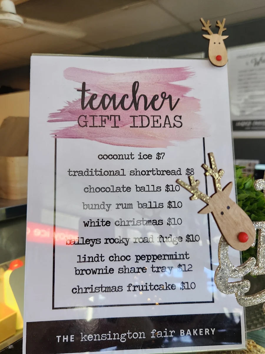 Menu, Kensington Fair Bakery